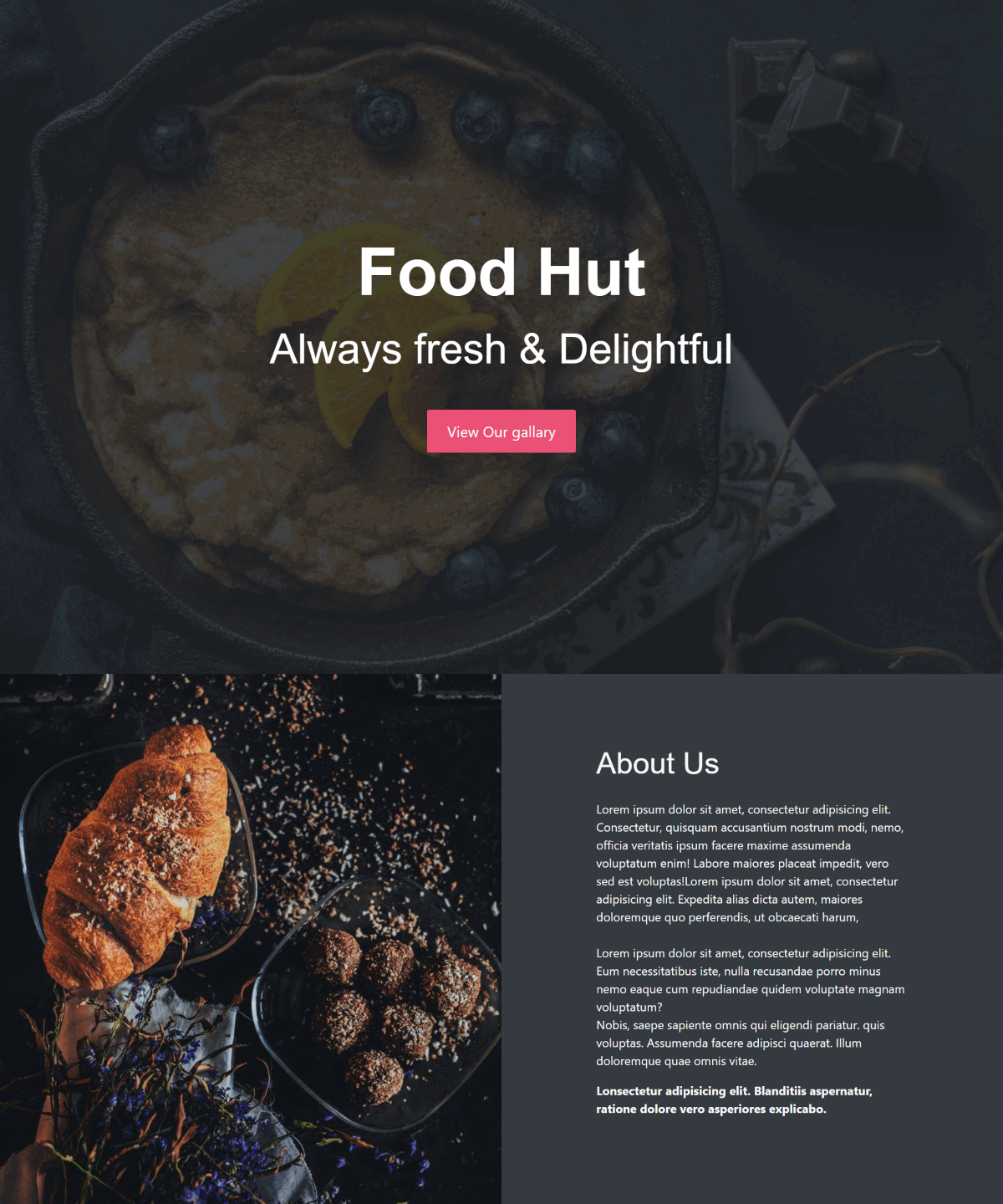 Food Hut is a fully responsive bootstrap 4 static HTML restaurant theme. The the theme is built using SASS and great build-tool to automate most of the front-end tasks and boost performance and unbelievably easy way of customization.